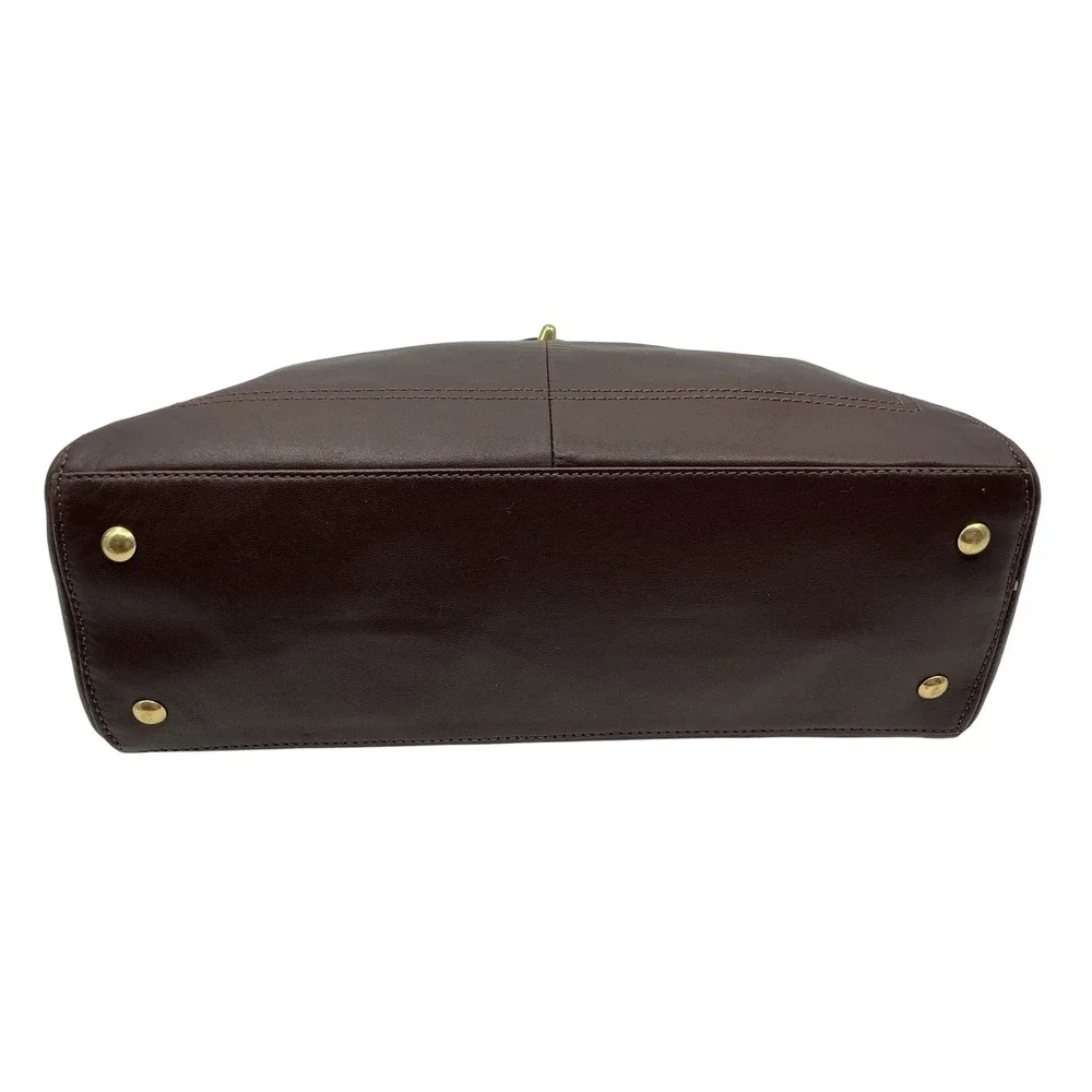 Coach Brown Leather Embossed Snakeskin Trim‎ Tote Shoulder Bag Purse Handbag - Picture 5 of 13